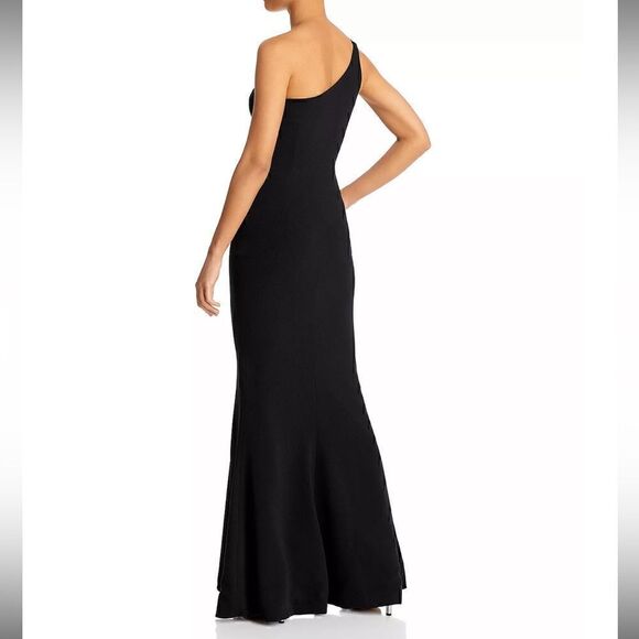 Dress The Population Black Amy One Shoulder Crepe Gown Dress Size XS NEW - Picture 5 of 12